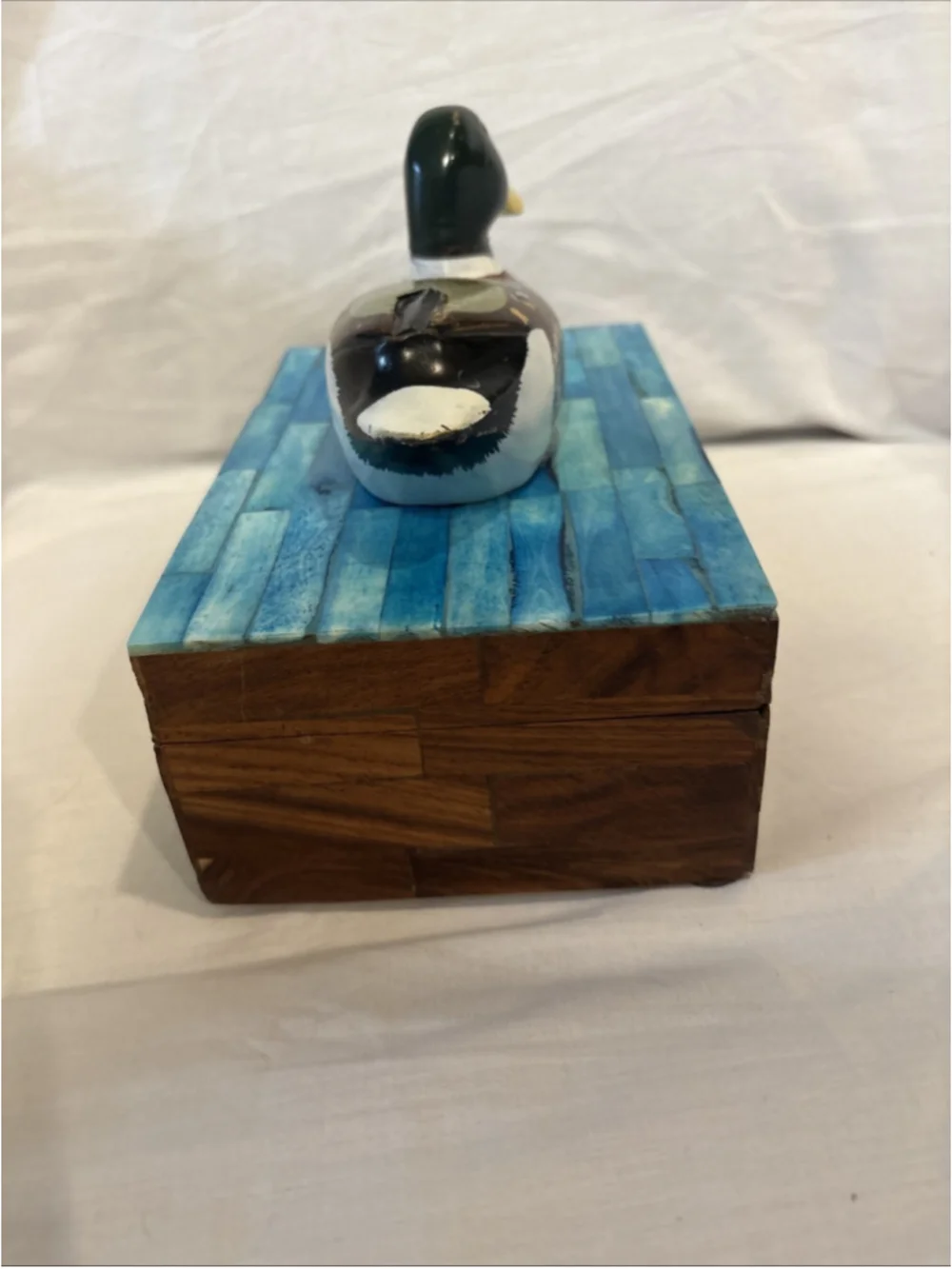 Vintage Wooden Duck Box Hand Carved/Hand Painted Wooden Duck Decoy Storage 1097
